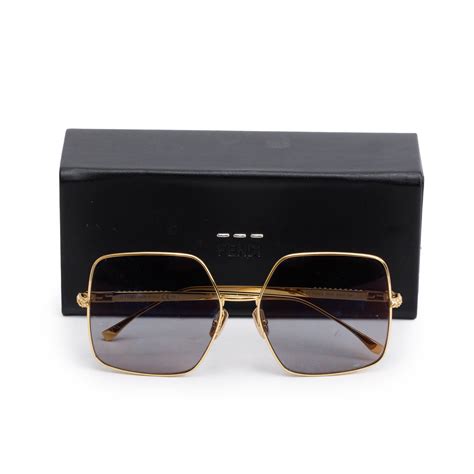 fendi ff 0439/s|FENDI Metal Crystal Square Sunglasses FF 0439/S Gold.